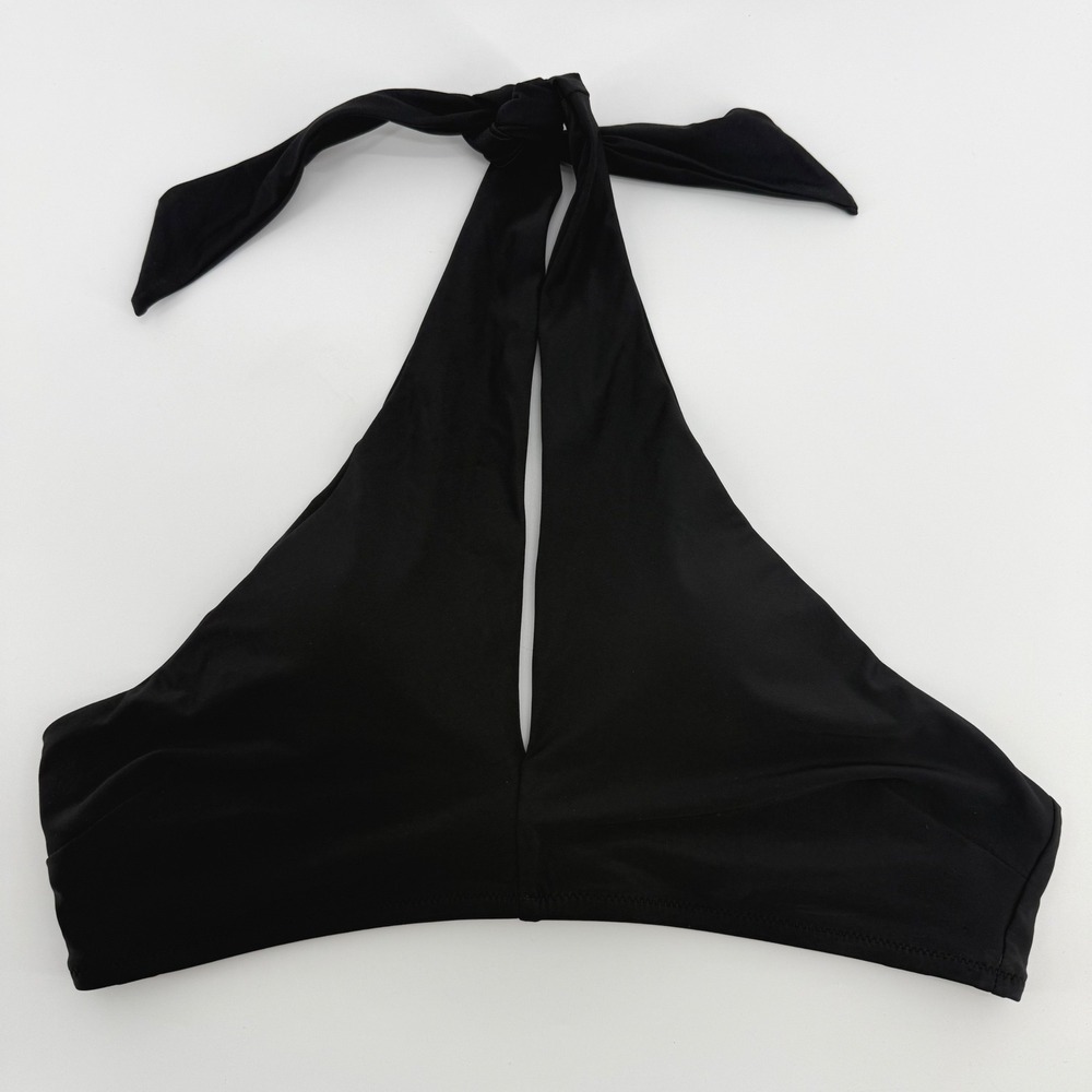 Aerie Crossover Keyhole Halter Bikini Top Black Size Large Removable Pads NEW